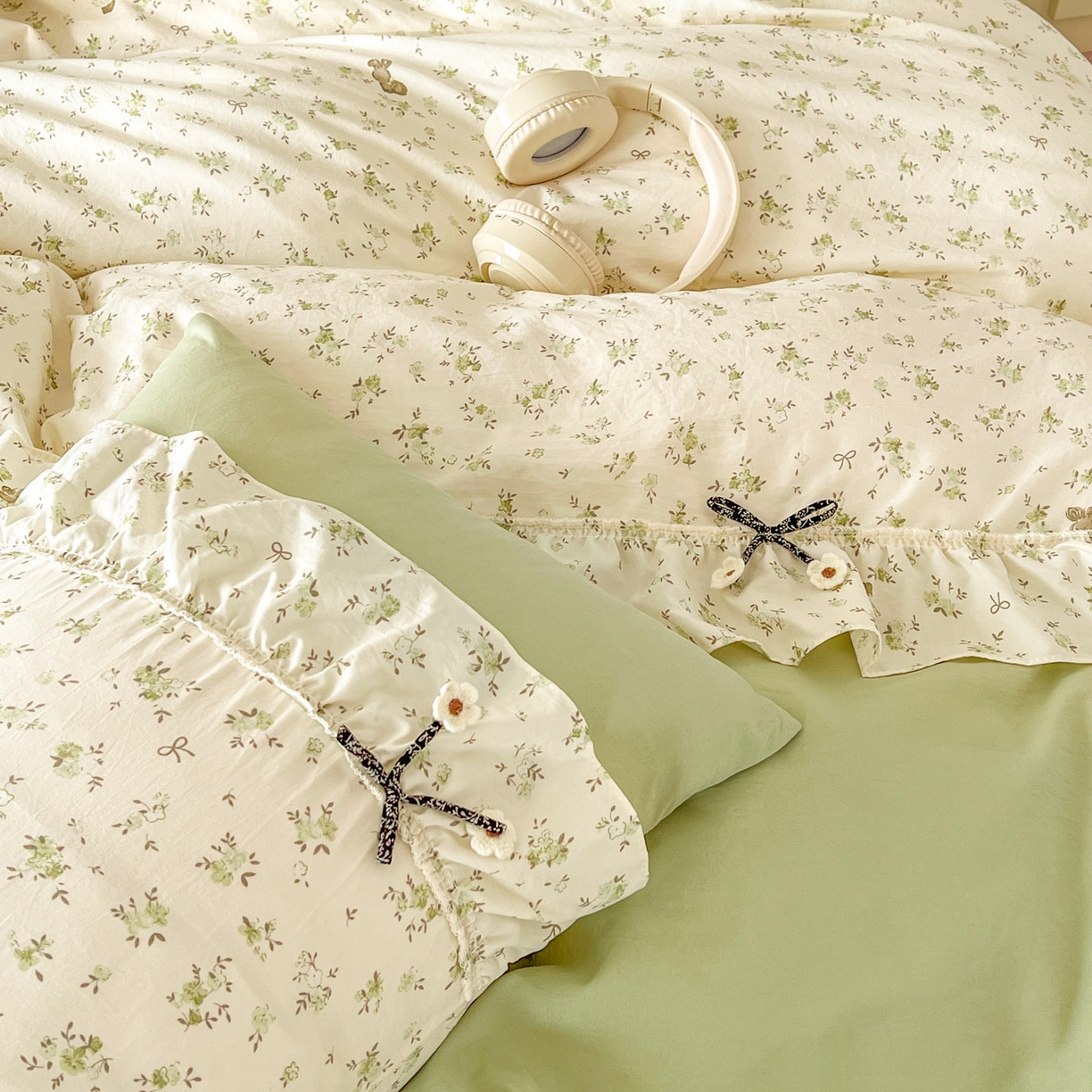 91家纺网 家纺一手货源 找家纺 美梦家纺 2026春夏新款加厚云感棉床盖四件套 叶初开