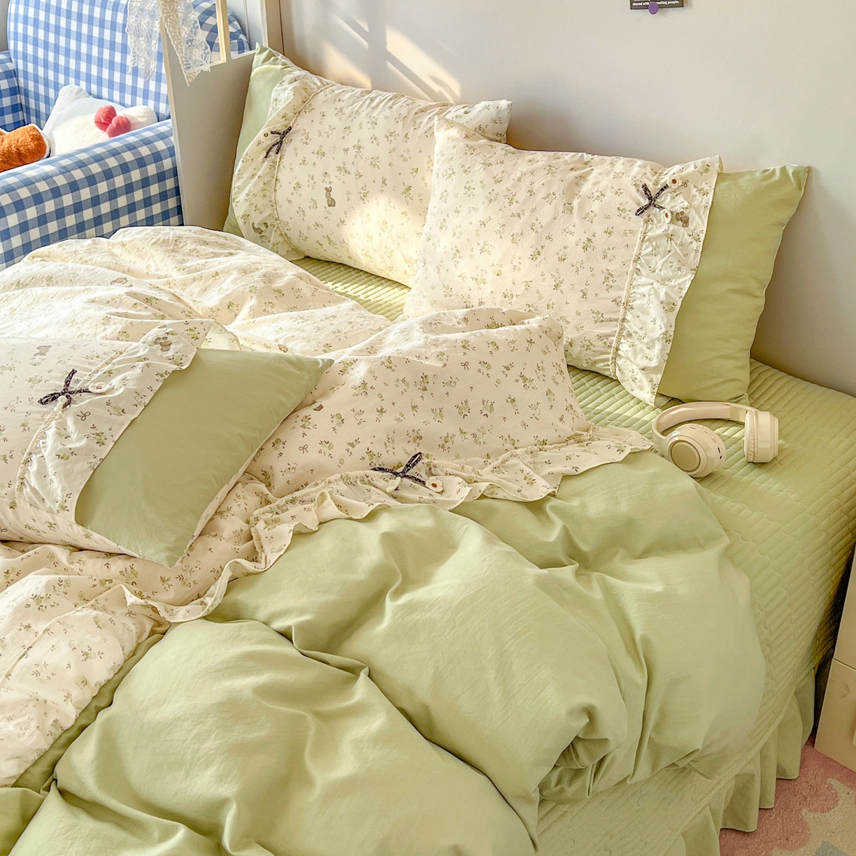 91家纺网 家纺一手货源 找家纺 美梦家纺 2026春夏新款加厚云感棉床盖四件套 叶初开