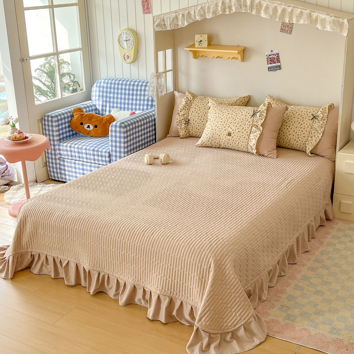 91家纺网 家纺一手货源 找家纺 美梦家纺 2026春夏新款加厚云感棉床盖四件套 织梦时光