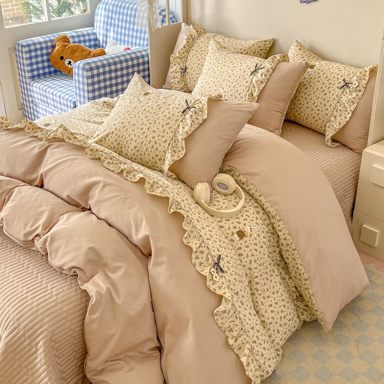 91家纺网 家纺一手货源 找家纺 美梦家纺 2026春夏新款加厚云感棉床盖四件套 织梦时光