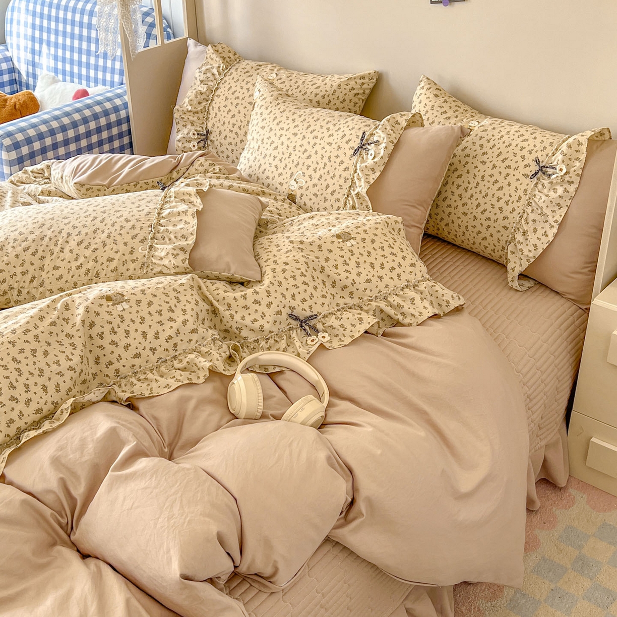 91家纺网 家纺一手货源 找家纺 美梦家纺 2026春夏新款加厚云感棉床盖四件套 织梦时光