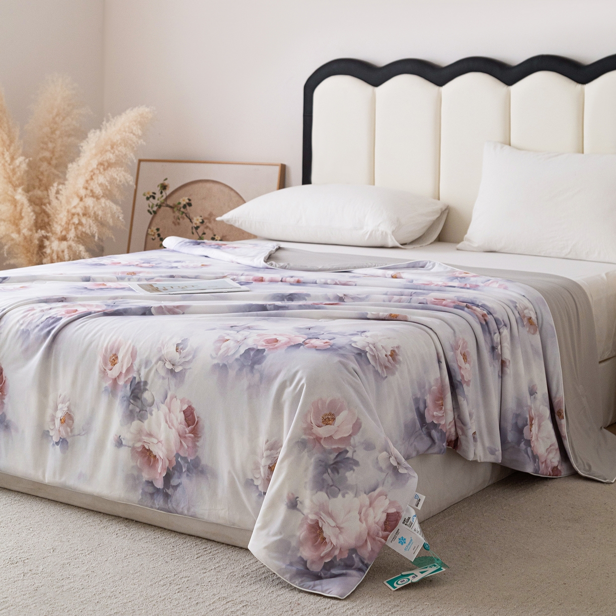 91家纺网 家纺一手货源 找家纺 亿莱鑫 2026新款数码印花凉感丝夏被 花陌语