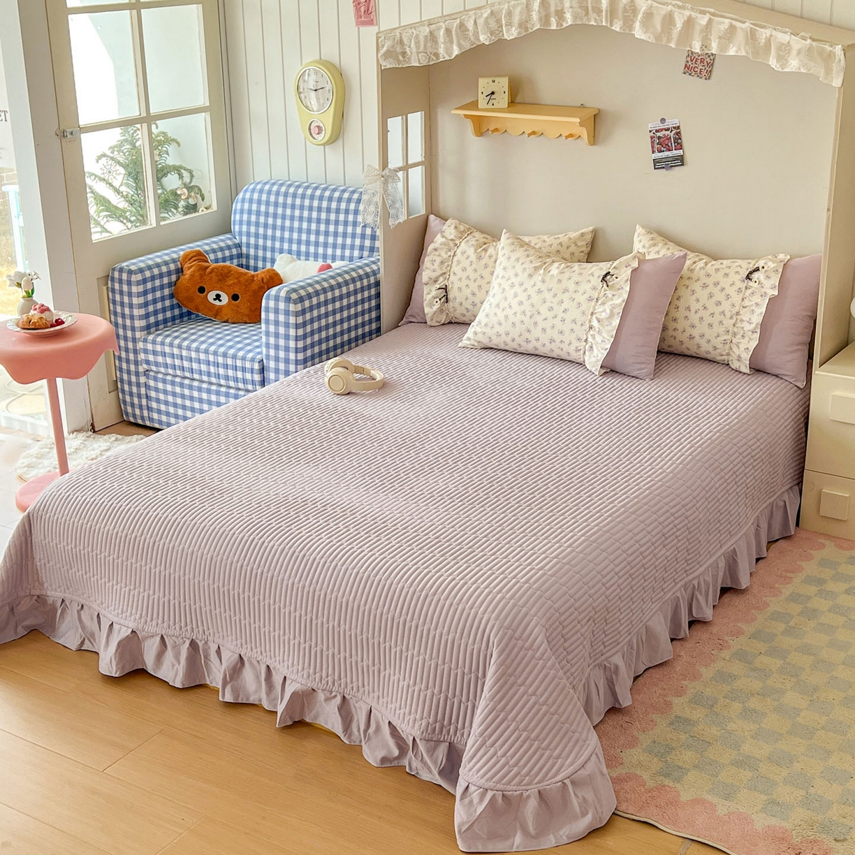 91家纺网 家纺一手货源 找家纺 美梦家纺 2026春夏新款加厚云感棉床盖四件套 紫藤花