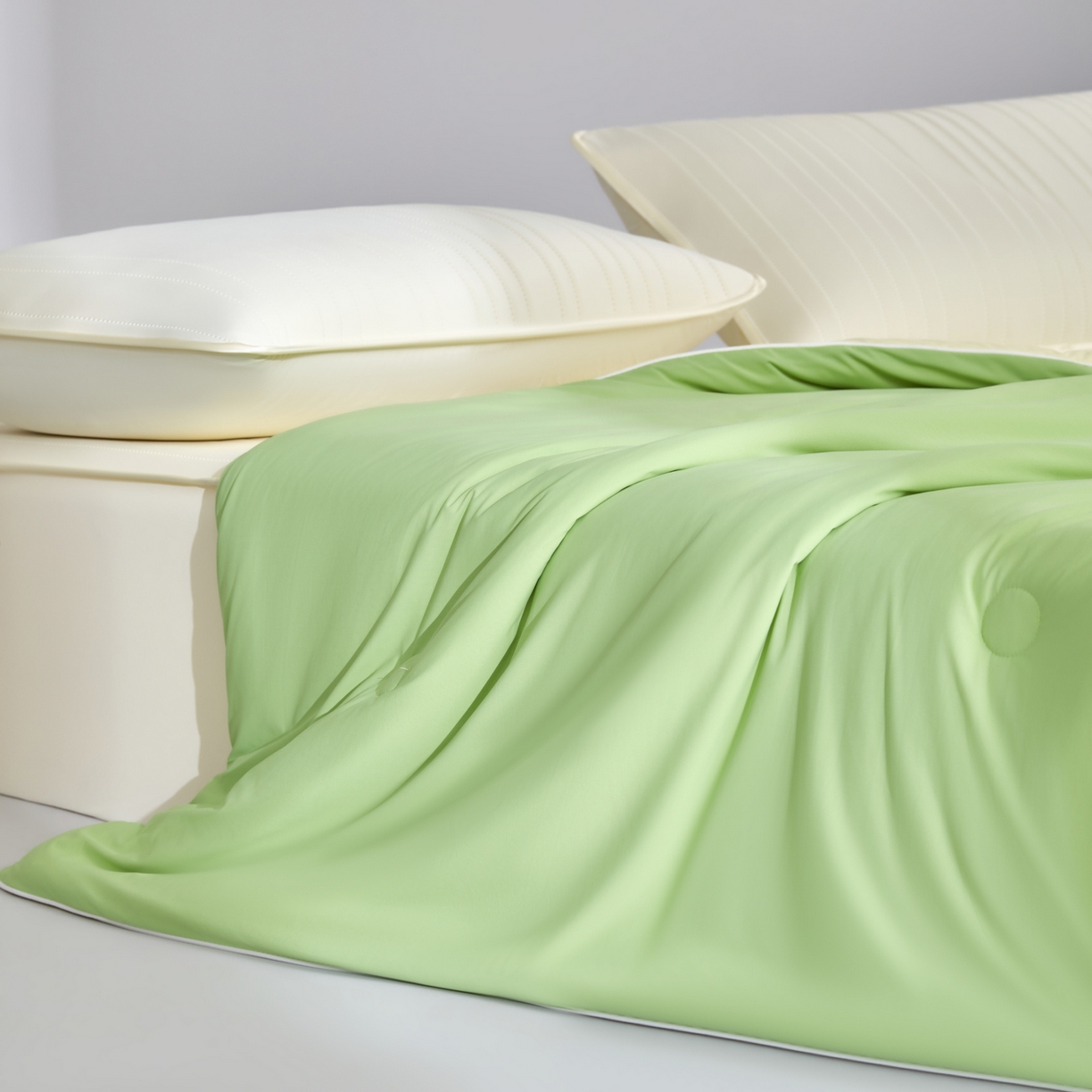 91家纺网 家纺一手货源 找家纺 吾诺家居 吾诺 2026 真凉感 真锦氨 锦氨凉感夏被四件套 锦纶凉感丝夏凉被 - 冰皮系列 冰皮翠绿