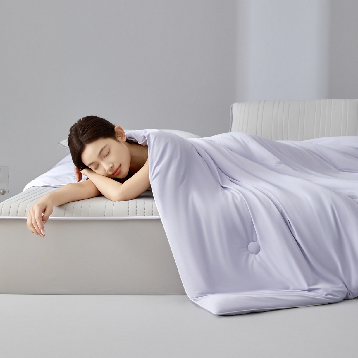 91家纺网 家纺一手货源 找家纺 吾诺家居 吾诺 2026 真凉感 真锦氨 锦氨凉感夏被四件套 锦纶凉感丝夏凉被 - 冰皮系列 冰皮浅紫