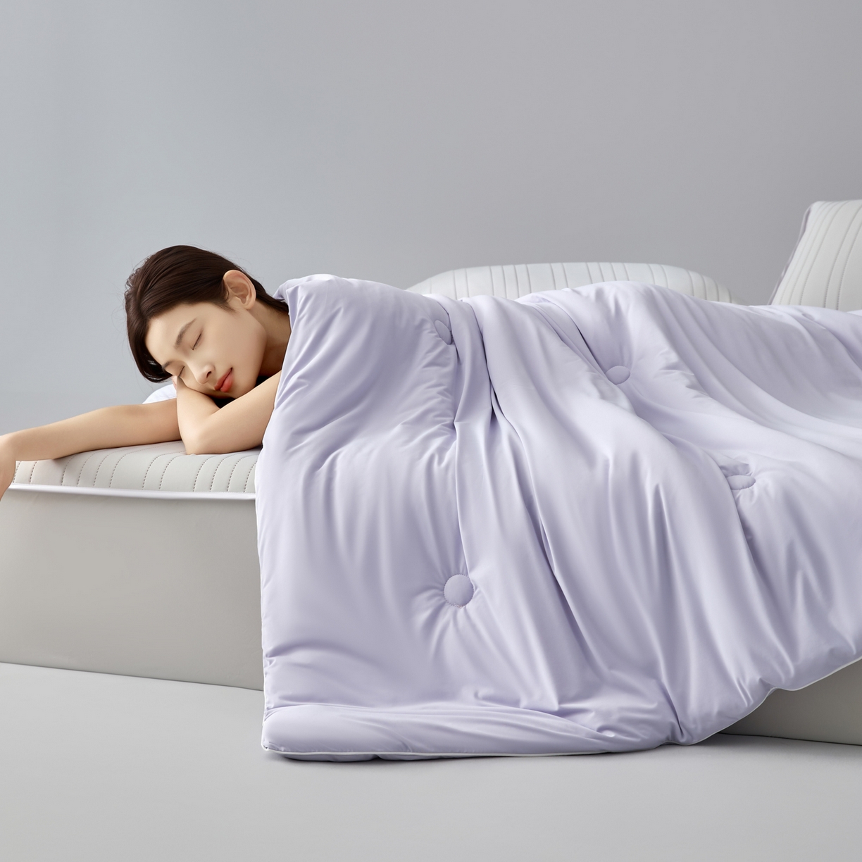 91家纺网 家纺一手货源 找家纺 吾诺家居 吾诺 2026 真凉感 真锦氨 锦氨凉感夏被四件套 锦纶凉感丝夏凉被 - 冰皮系列 冰皮浅紫