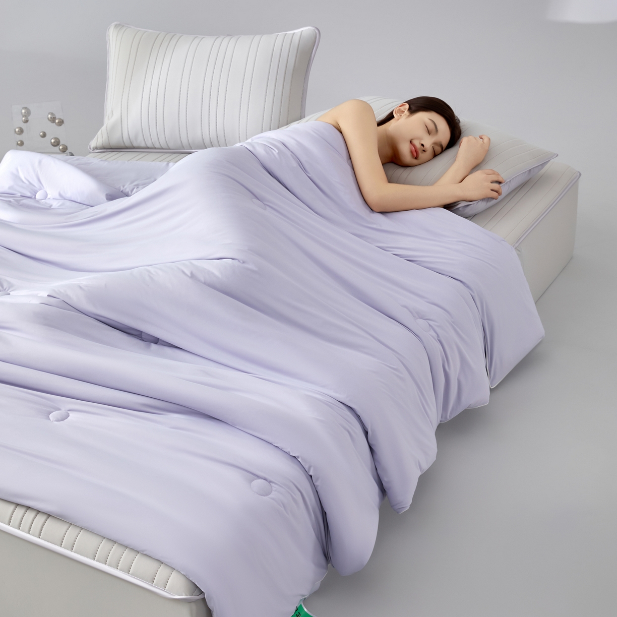 91家纺网 家纺一手货源 找家纺 吾诺家居 吾诺 2026 真凉感 真锦氨 锦氨凉感夏被四件套 锦纶凉感丝夏凉被 - 冰皮系列 冰皮浅紫