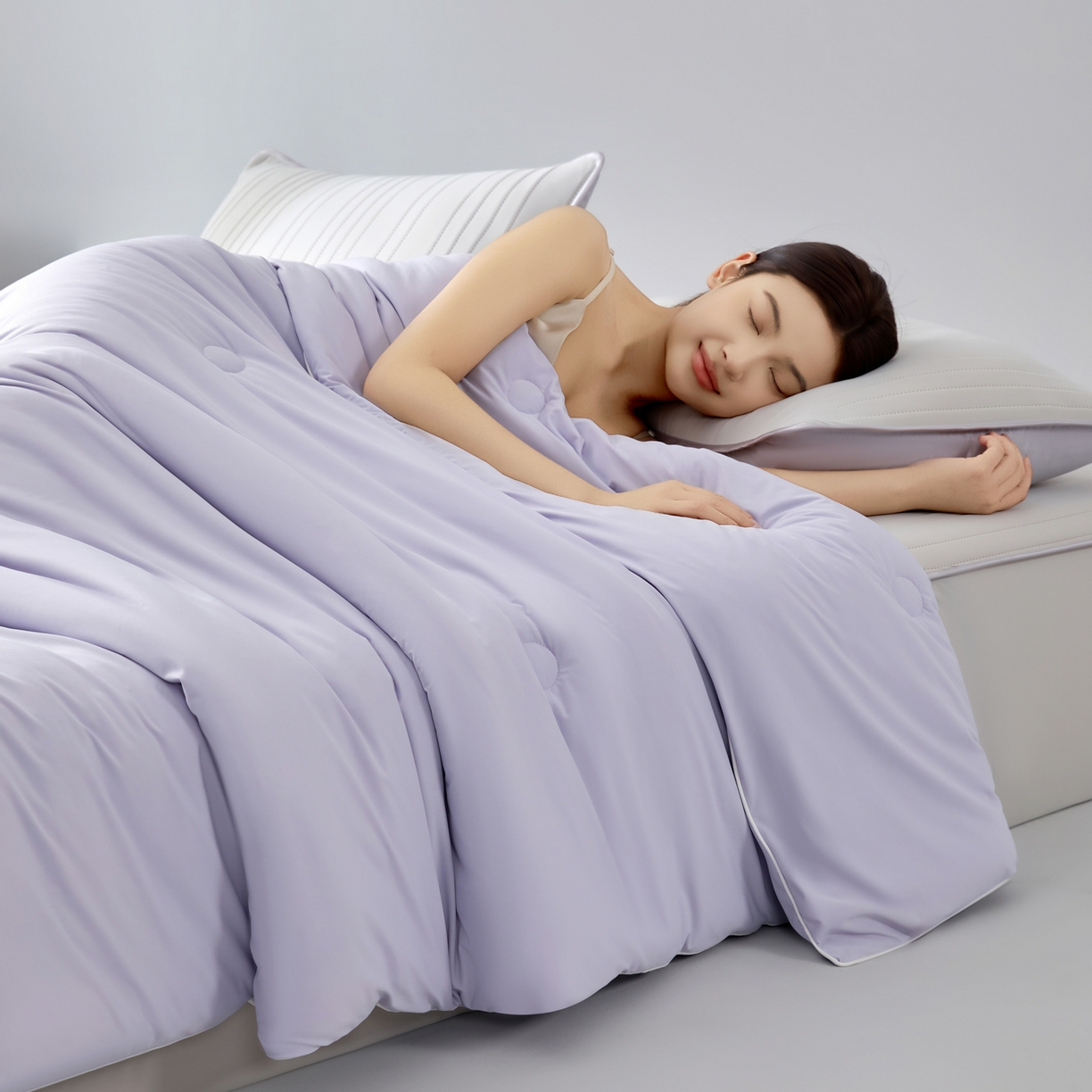 91家纺网 家纺一手货源 找家纺 吾诺家居 吾诺 2026 真凉感 真锦氨 锦氨凉感夏被四件套 锦纶凉感丝夏凉被 - 冰皮系列 冰皮浅紫