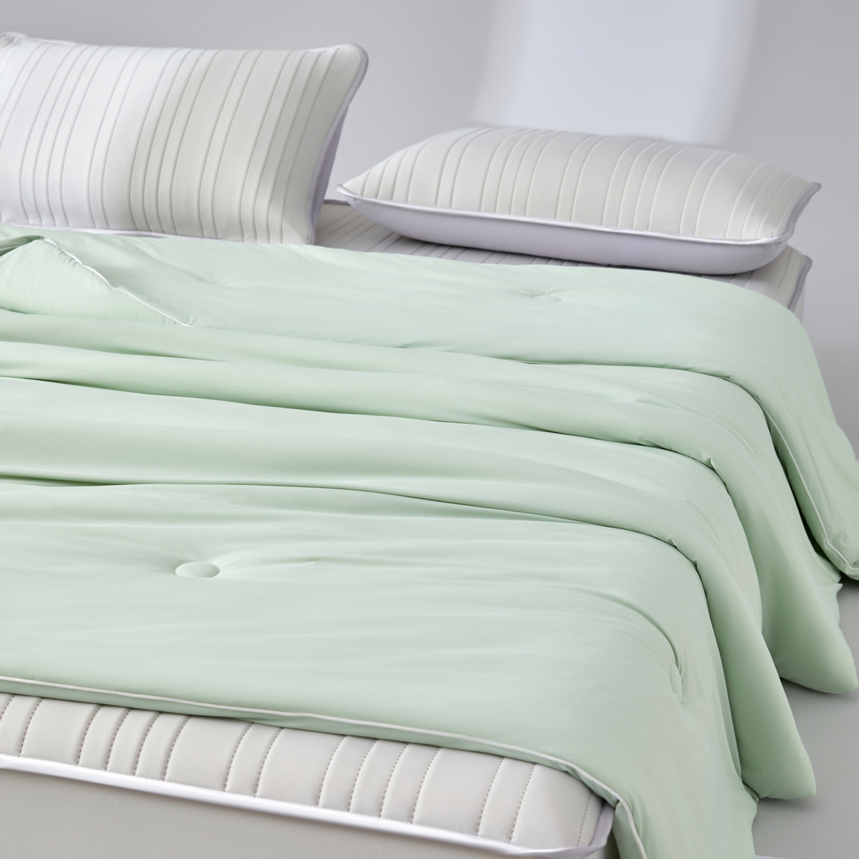 91家纺网 家纺一手货源 找家纺 吾诺家居 吾诺 2026 真凉感 真锦氨 锦氨凉感夏被四件套 锦纶凉感丝夏凉被 - 冰皮系列 冰皮清凉绿