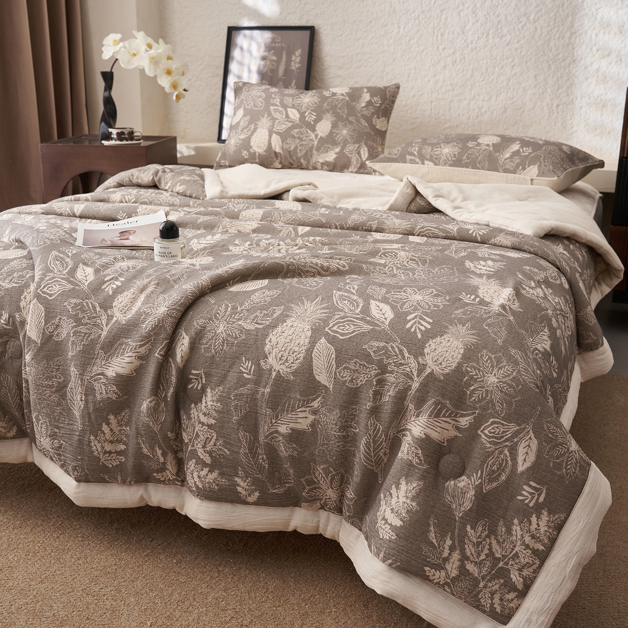 91家纺网 家纺一手货源 找家纺 吾秀家居 2026新款棉麻系列-棉麻印花棉花夏被 初朵