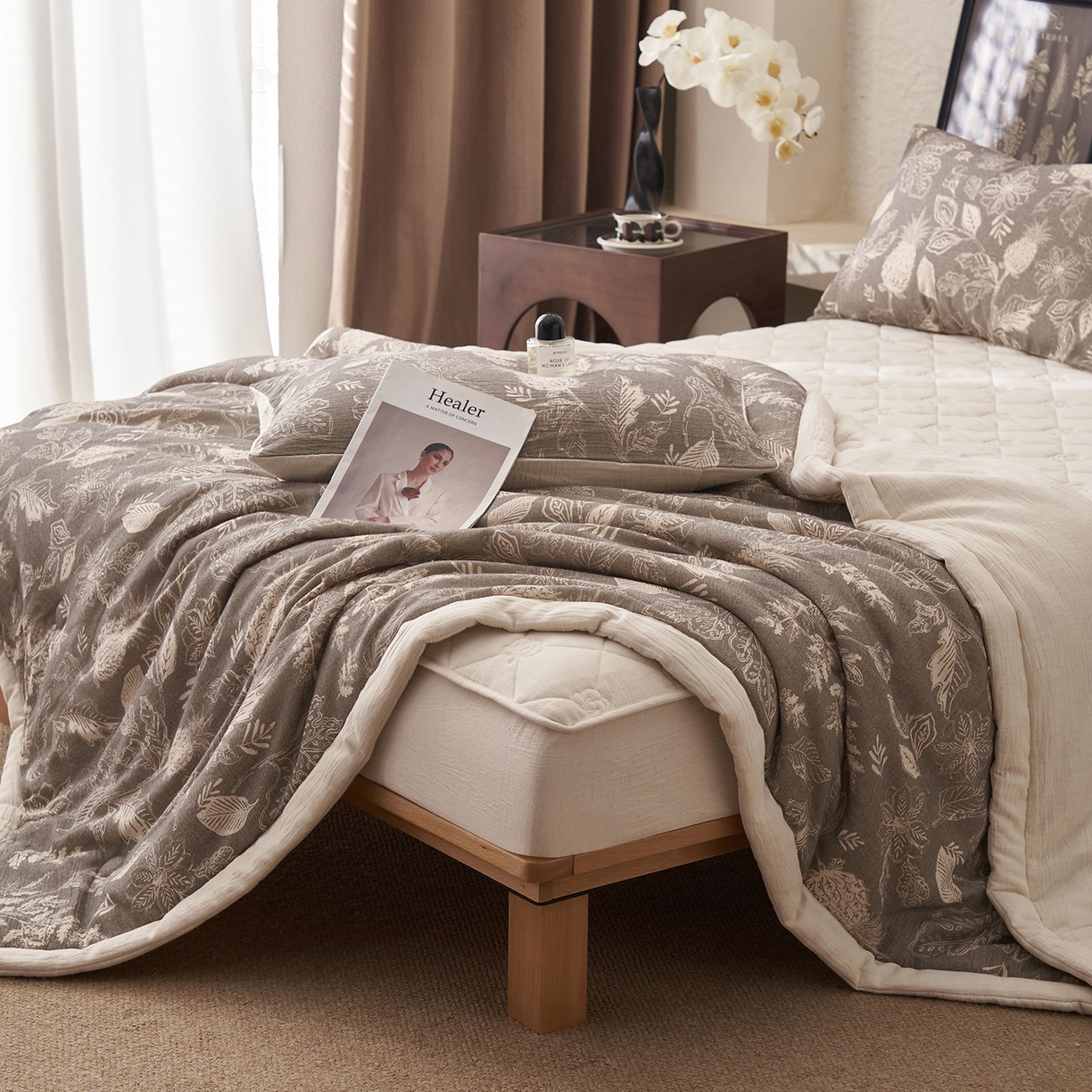 91家纺网 家纺一手货源 找家纺 吾秀家居 2026新款棉麻系列-棉麻印花棉花夏被 初朵