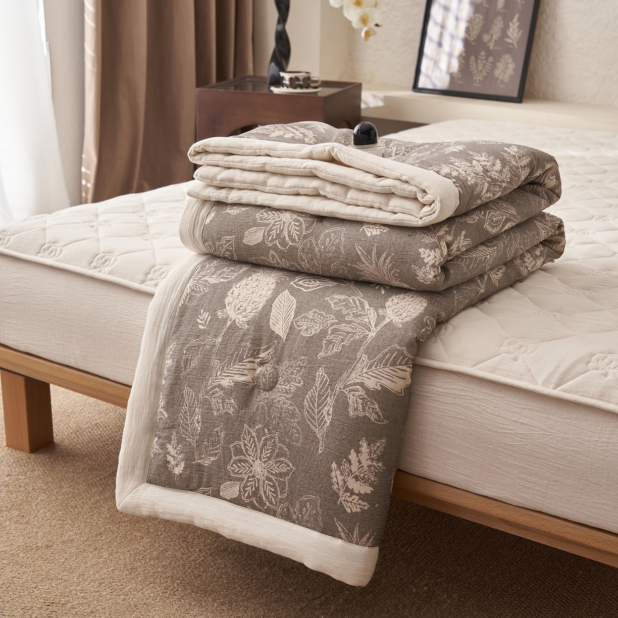 91家纺网 家纺一手货源 找家纺 吾秀家居 2026新款棉麻系列-棉麻印花棉花夏被 初朵