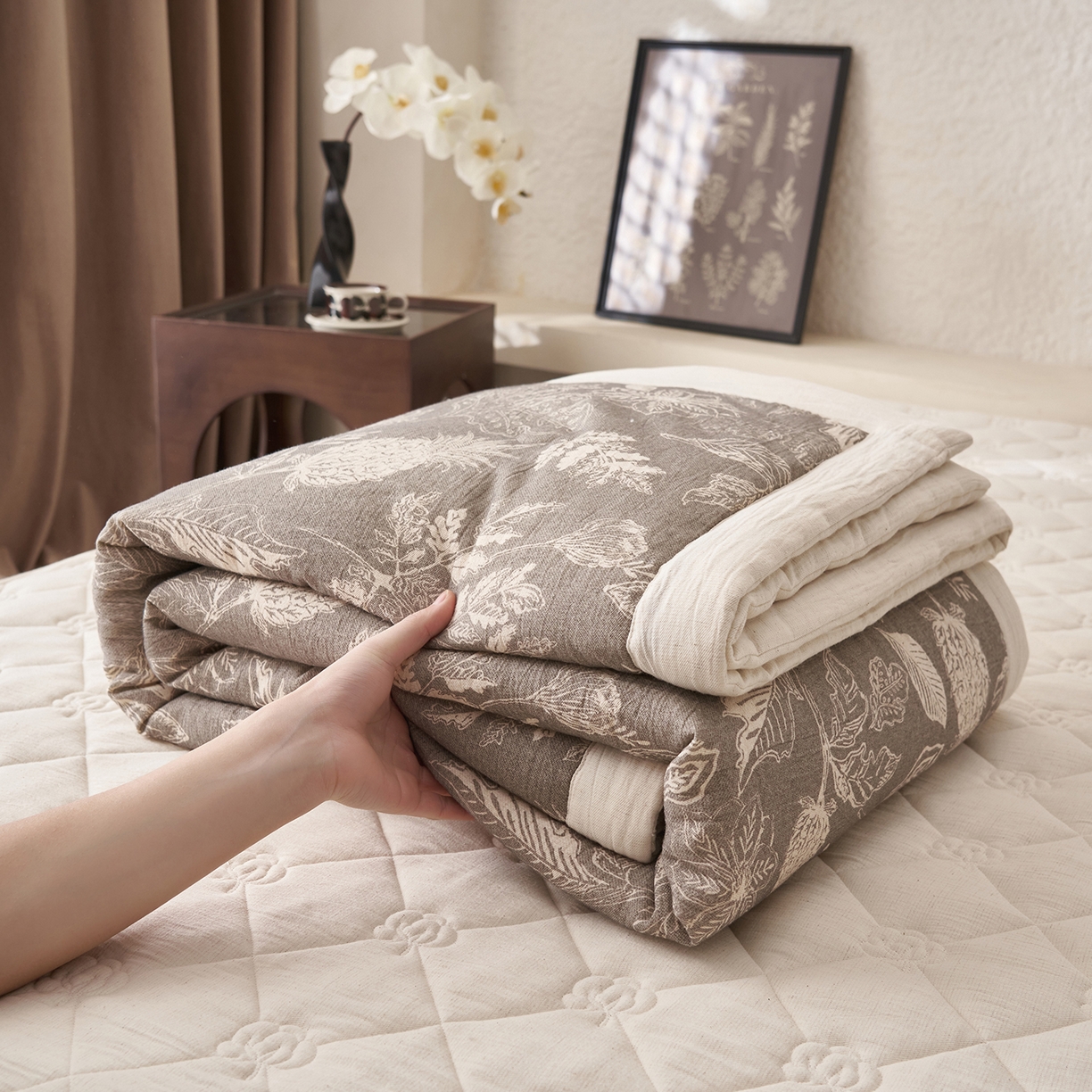 91家纺网 家纺一手货源 找家纺 吾秀家居 2026新款棉麻系列-棉麻印花棉花夏被 初朵