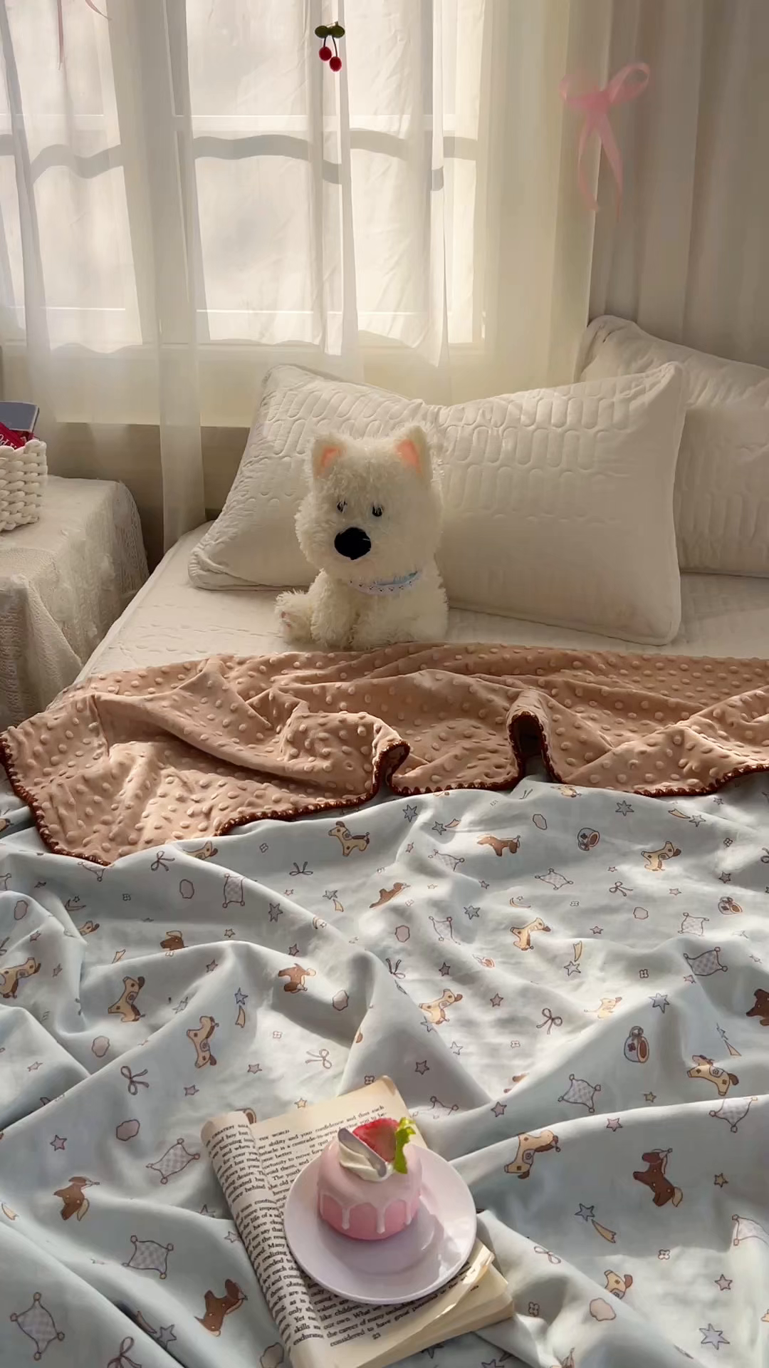 91家纺网 家纺一手货源 找家纺 十里居 2026春夏新款A类母婴级全棉纯棉双层纱多功能豆豆盖毯毛毯毯子 咖啡小马