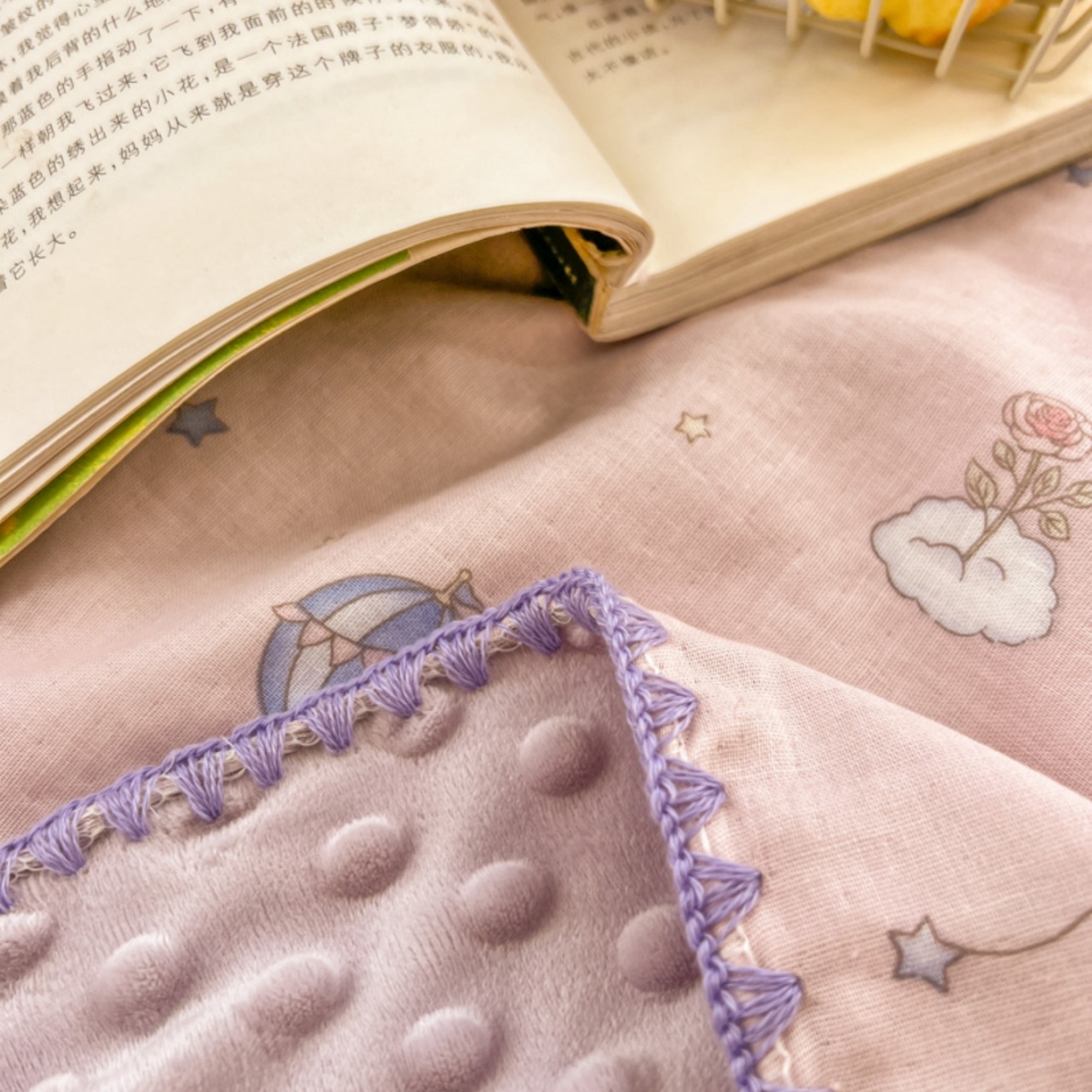 91家纺网 家纺一手货源 找家纺 十里居 2026春夏新款A类母婴级全棉纯棉双层纱多功能豆豆盖毯毛毯毯子 气球小熊