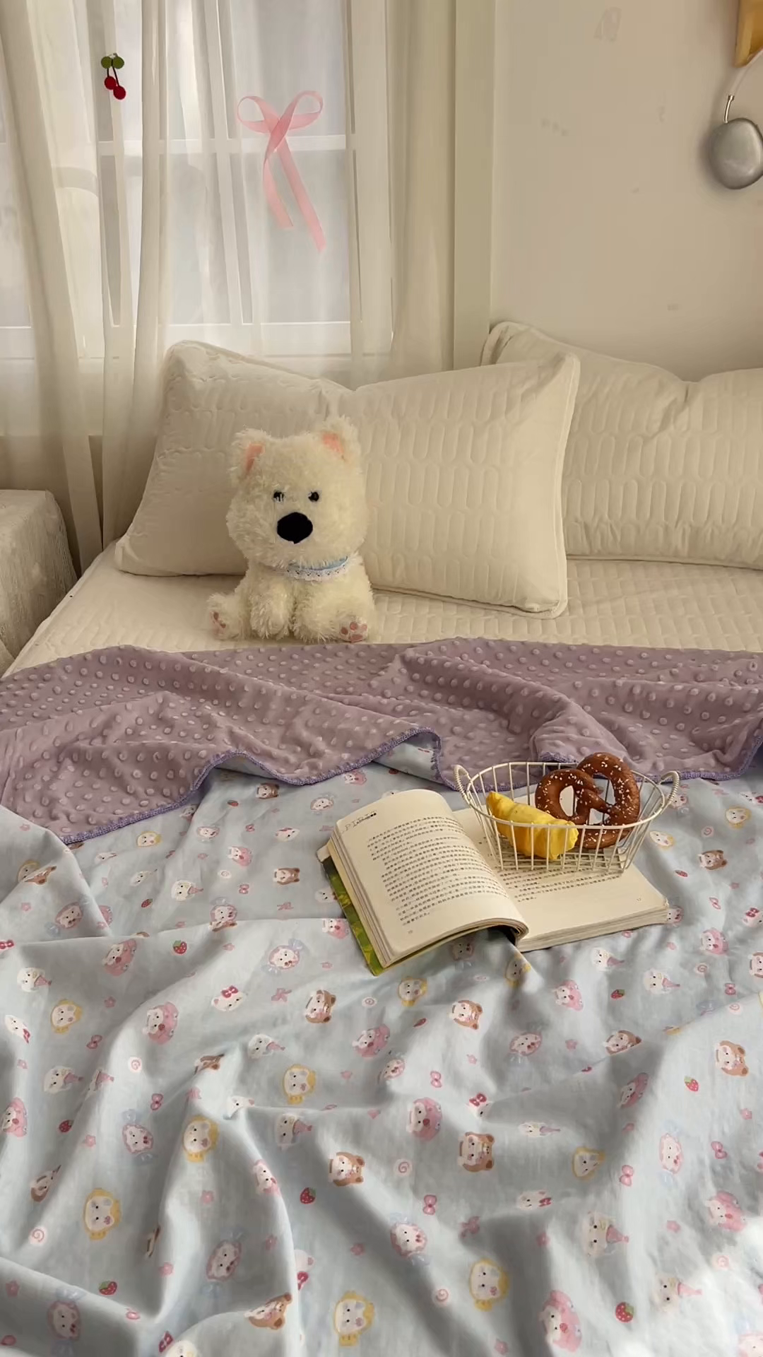 91家纺网 家纺一手货源 找家纺 十里居 2026春夏新款A类母婴级全棉纯棉双层纱多功能豆豆盖毯毛毯毯子 甜酱小猫