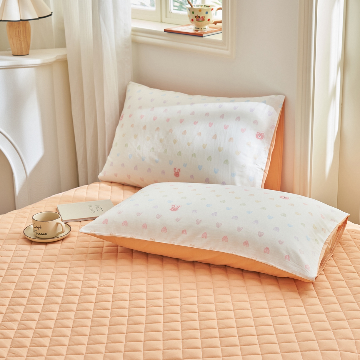 91家纺网 家纺一手货源 找家纺 吾秀家居 吾诺 2026新款 12868全棉印花棉花夏被四件套 全棉夏被四件套新疆棉花被 - 经典系列 爱心小熊