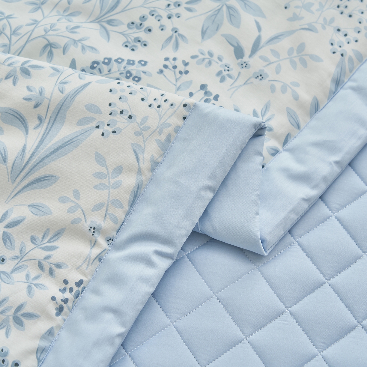 91家纺网 家纺一手货源 找家纺 吾秀家居 吾诺 2026新款 12868全棉印花棉花夏被四件套 全棉夏被四件套新疆棉花被 - 经典系列 冰蓝小花