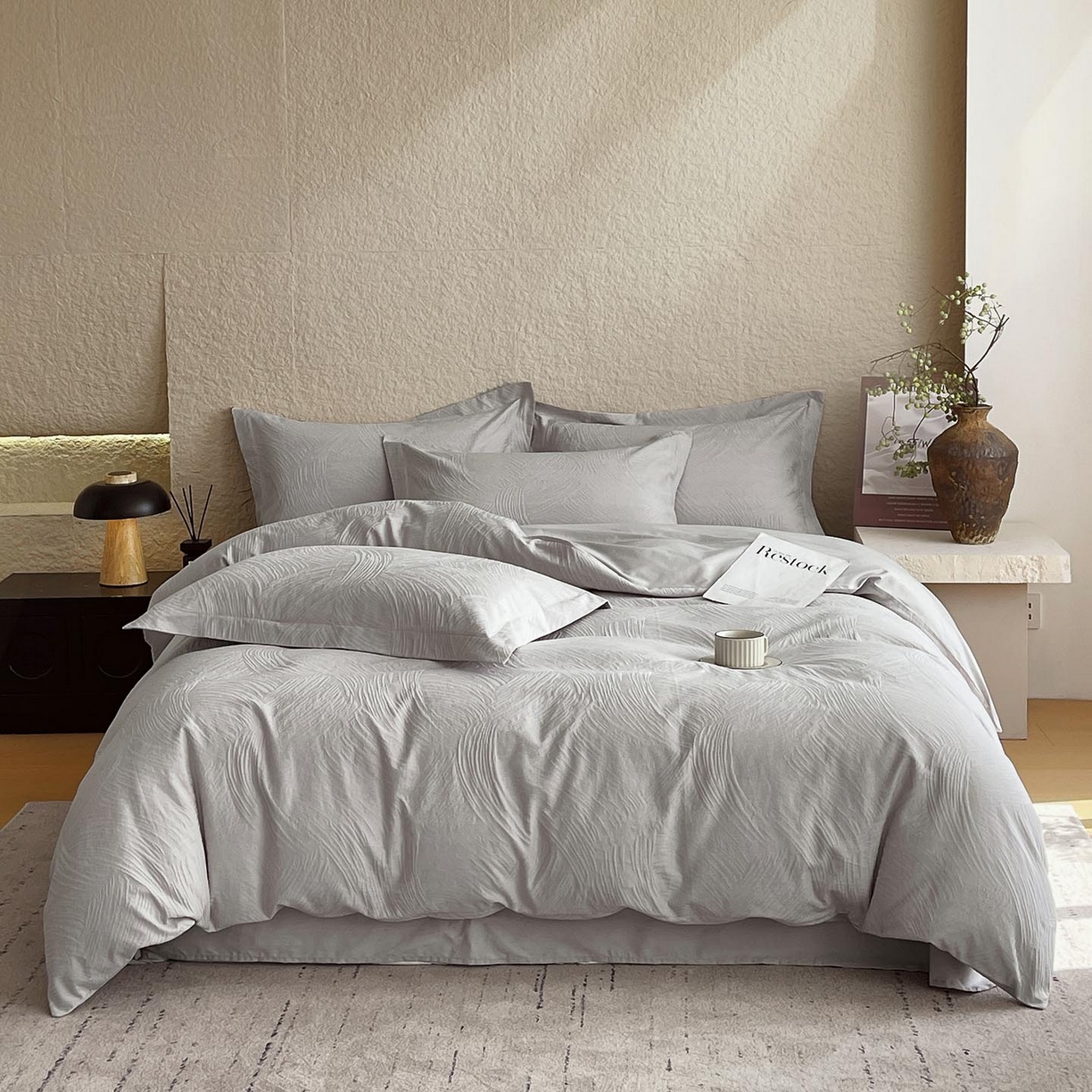 91家纺网 家纺一手货源 找家纺 （总）宜家坊 2026新款A类全棉纯棉亮面浮雕提花四件套