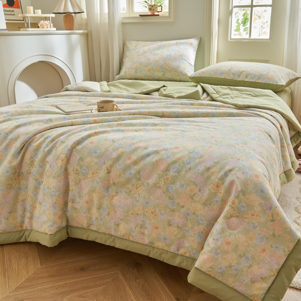 91家纺网 家纺一手货源 找家纺 吾秀家居 吾诺 2026新款 12868全棉印花棉花夏被四件套 全棉夏被四件套新疆棉花被 - 经典系列 春野织梦