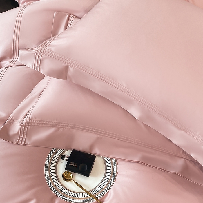 91家纺网 家纺一手货源 找家纺 水云缦 2026新款全棉埋绳款四件套系列-保罗款 豆沙粉