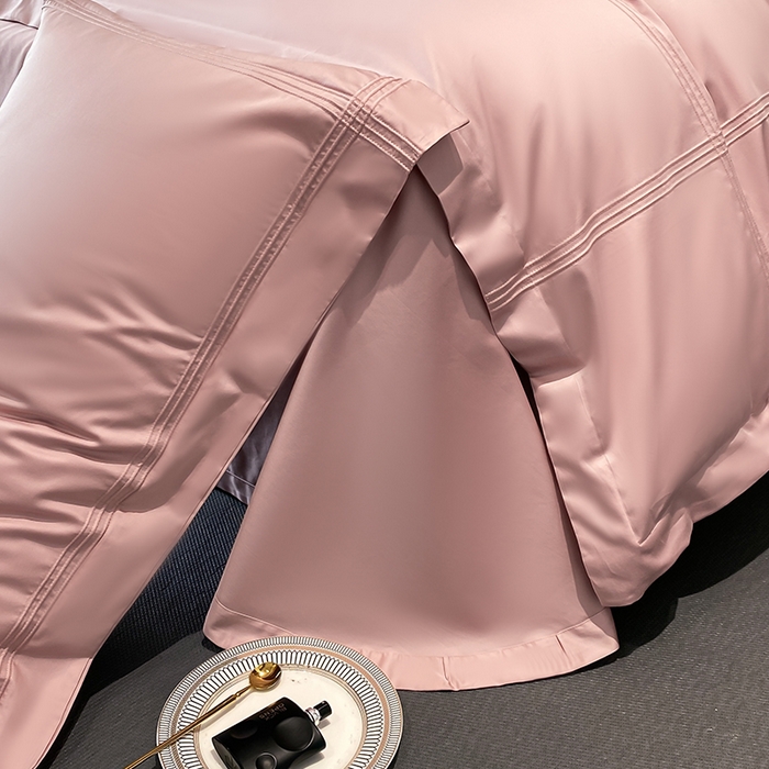 91家纺网 家纺一手货源 找家纺 水云缦 2026新款全棉埋绳款四件套系列-保罗款 豆沙粉