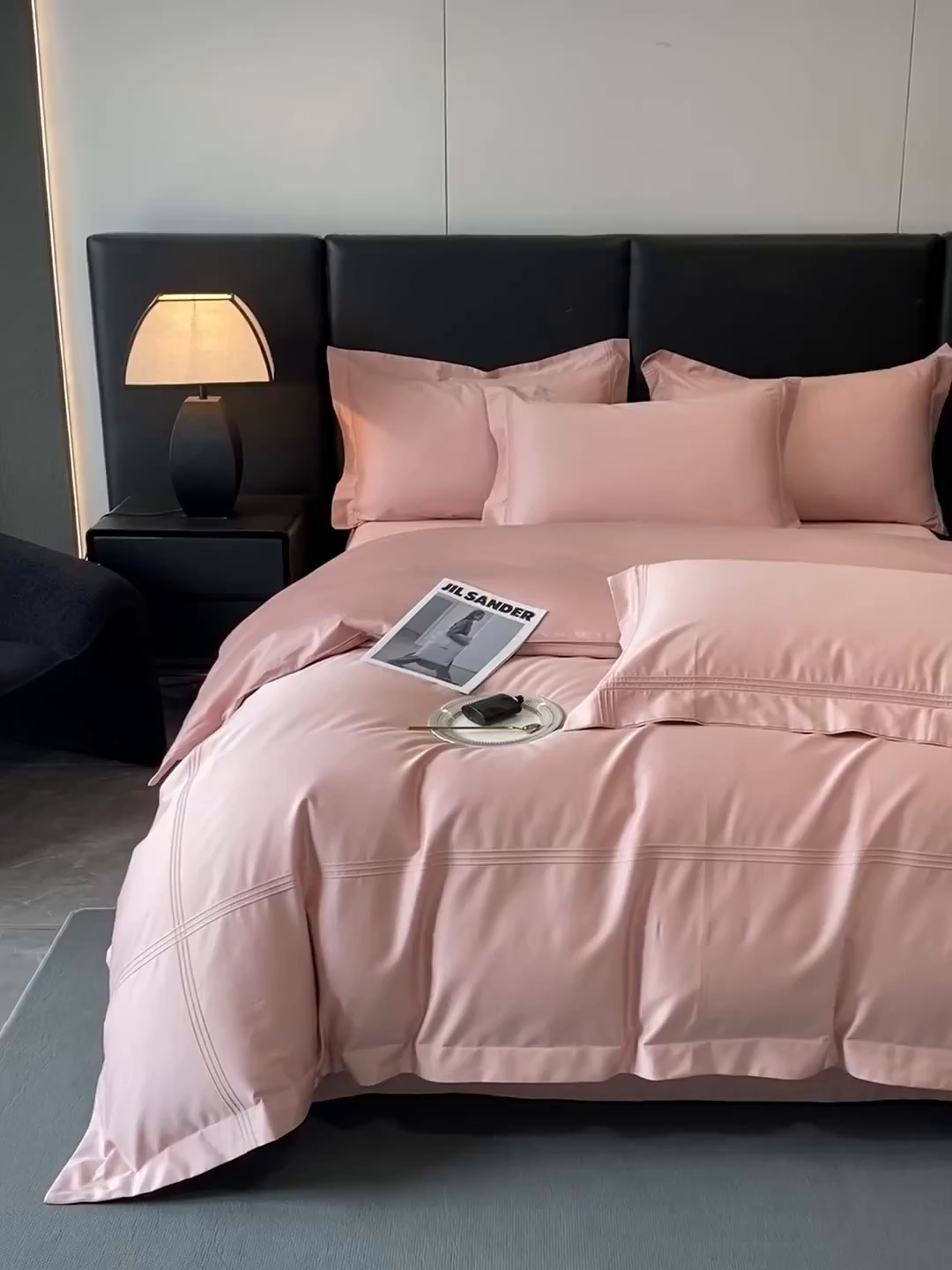 91家纺网 家纺一手货源 找家纺 水云缦 2026新款全棉埋绳款四件套系列-保罗款 豆沙粉