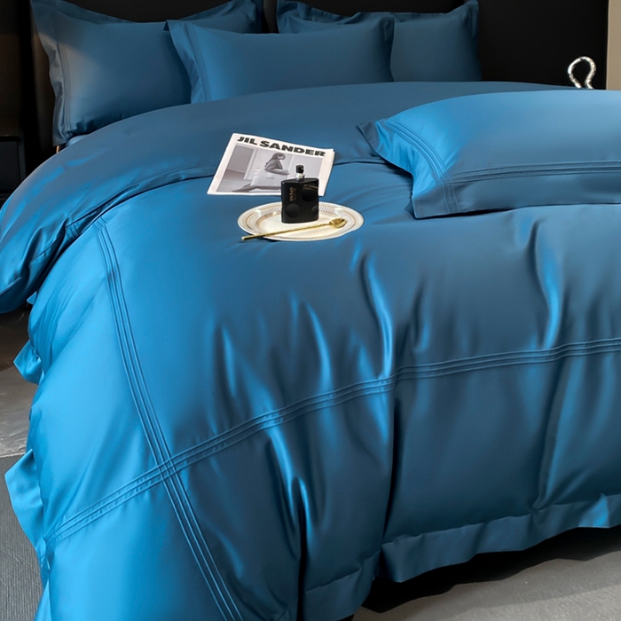 91家纺网 家纺一手货源 找家纺 水云缦 2026新款全棉埋绳款四件套系列-保罗款 宾利蓝