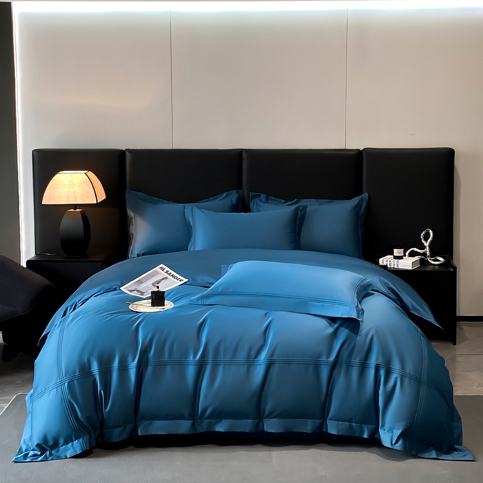 91家纺网 家纺一手货源 找家纺 水云缦 2026新款全棉埋绳款四件套系列-保罗款 宾利蓝