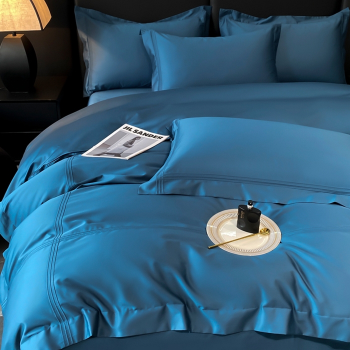 91家纺网 家纺一手货源 找家纺 水云缦 2026新款全棉埋绳款四件套系列-保罗款 宾利蓝