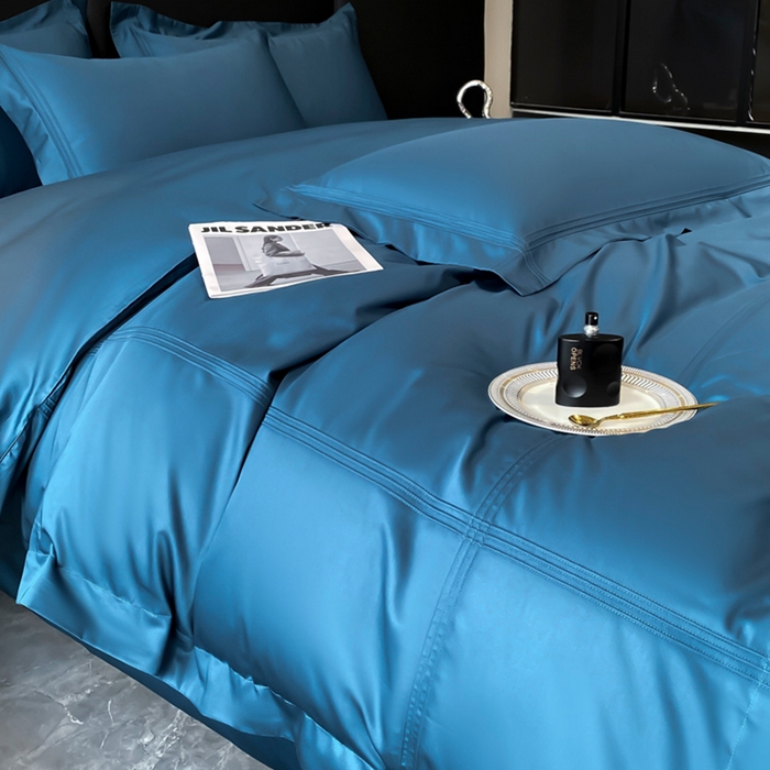 91家纺网 家纺一手货源 找家纺 水云缦 2026新款全棉埋绳款四件套系列-保罗款 宾利蓝