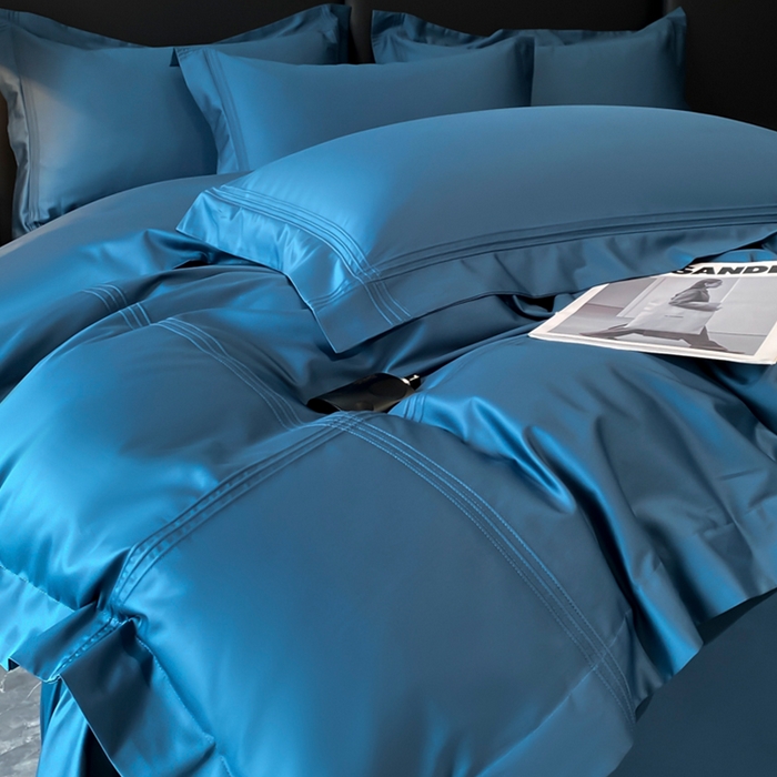 91家纺网 家纺一手货源 找家纺 水云缦 2026新款全棉埋绳款四件套系列-保罗款 宾利蓝