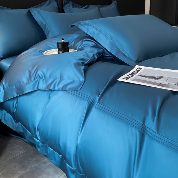 91家纺网 家纺一手货源 找家纺 水云缦 2026新款全棉埋绳款四件套系列-保罗款 宾利蓝