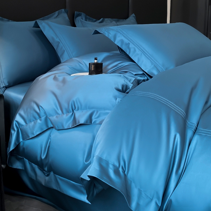 91家纺网 家纺一手货源 找家纺 水云缦 2026新款全棉埋绳款四件套系列-保罗款 宾利蓝