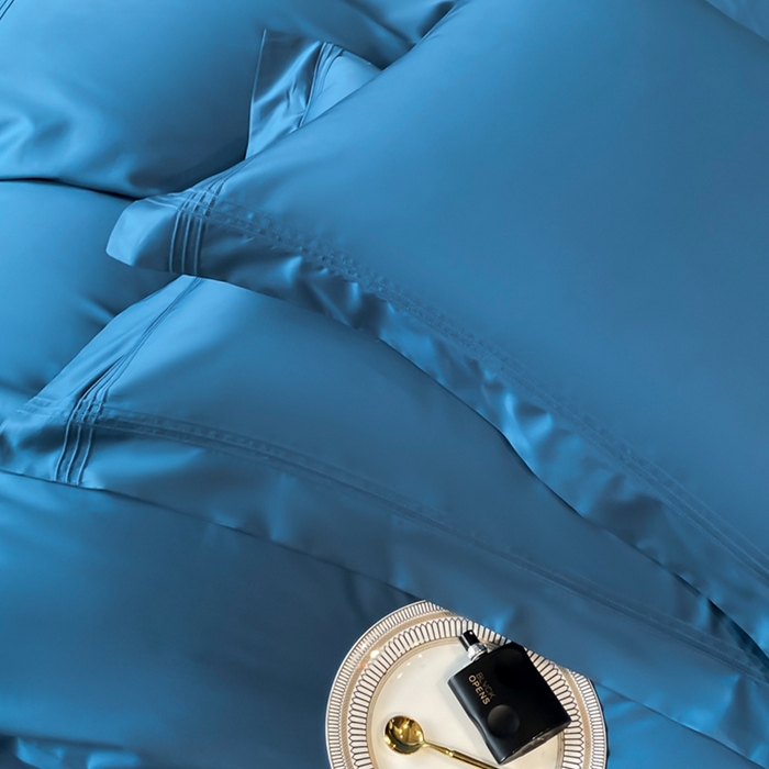 91家纺网 家纺一手货源 找家纺 水云缦 2026新款全棉埋绳款四件套系列-保罗款 宾利蓝