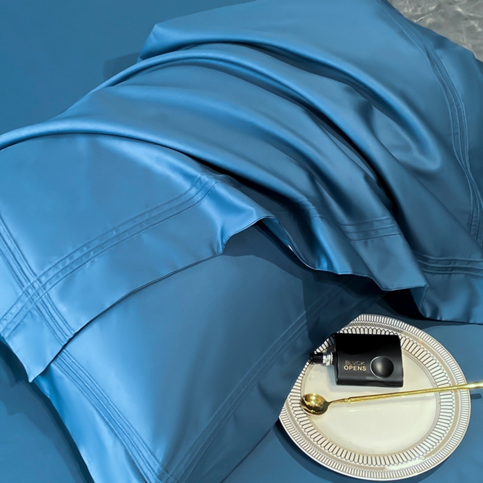 91家纺网 家纺一手货源 找家纺 水云缦 2026新款全棉埋绳款四件套系列-保罗款 宾利蓝