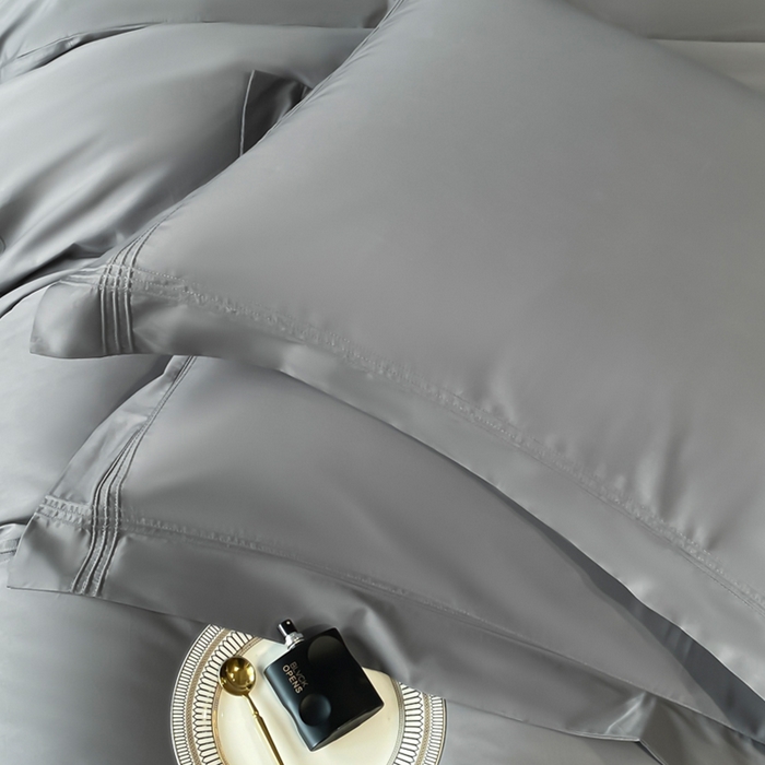 91家纺网 家纺一手货源 找家纺 水云缦 2026新款全棉埋绳款四件套系列-保罗款 绅士灰