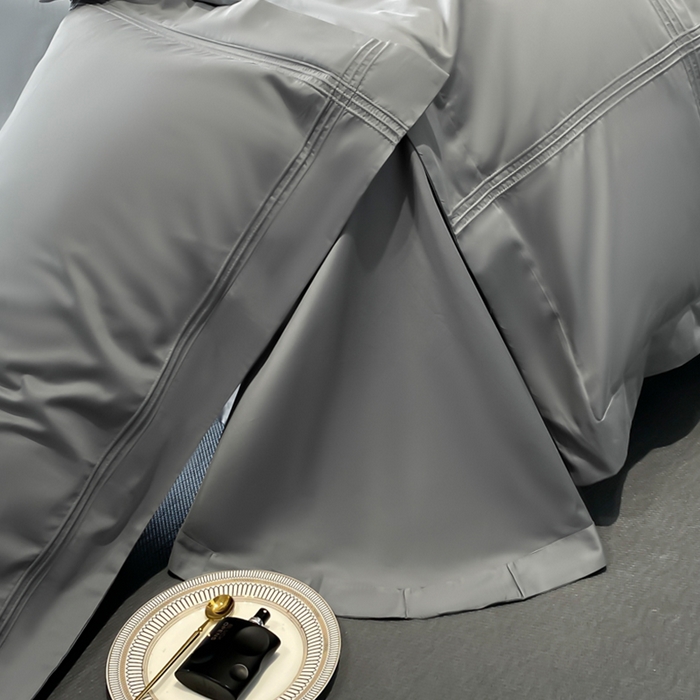 91家纺网 家纺一手货源 找家纺 水云缦 2026新款全棉埋绳款四件套系列-保罗款 绅士灰