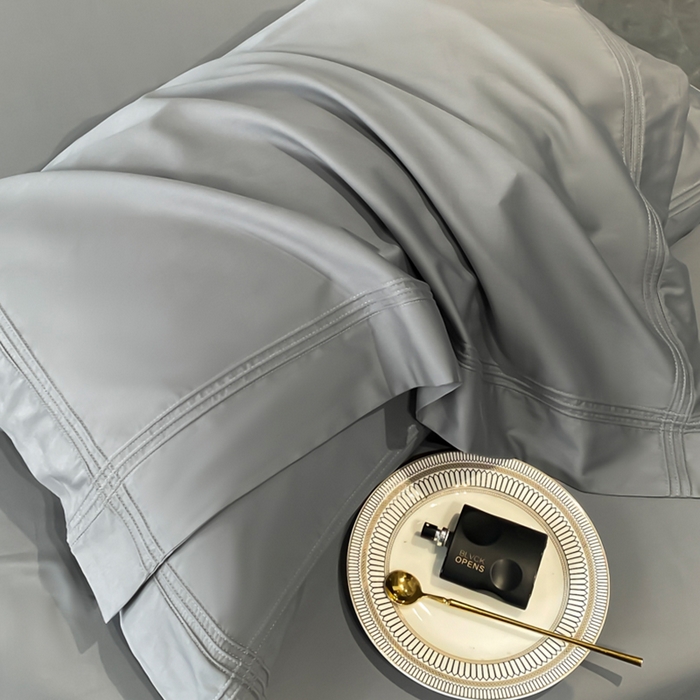 91家纺网 家纺一手货源 找家纺 水云缦 2026新款全棉埋绳款四件套系列-保罗款 绅士灰