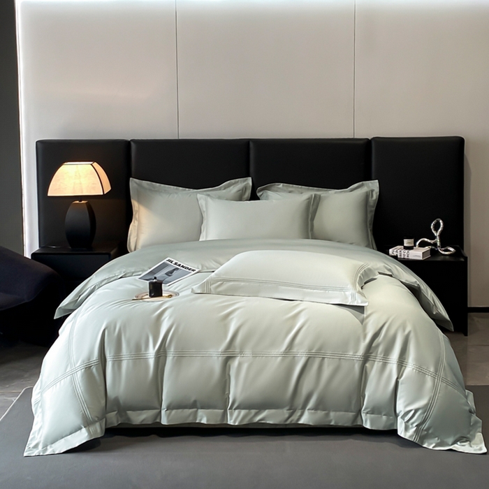 91家纺网 家纺一手货源 找家纺 水云缦 2026新款全棉埋绳款四件套系列-保罗款 天青色