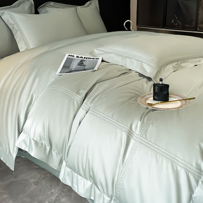 91家纺网 家纺一手货源 找家纺 水云缦 2026新款全棉埋绳款四件套系列-保罗款 天青色