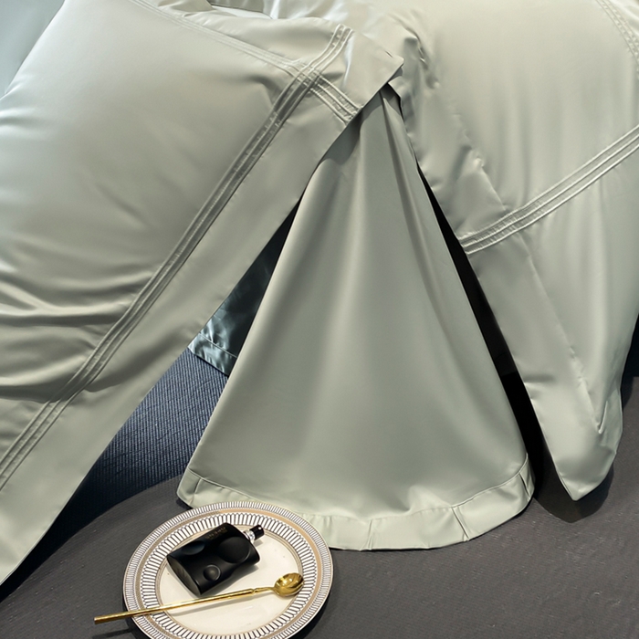 91家纺网 家纺一手货源 找家纺 水云缦 2026新款全棉埋绳款四件套系列-保罗款 天青色