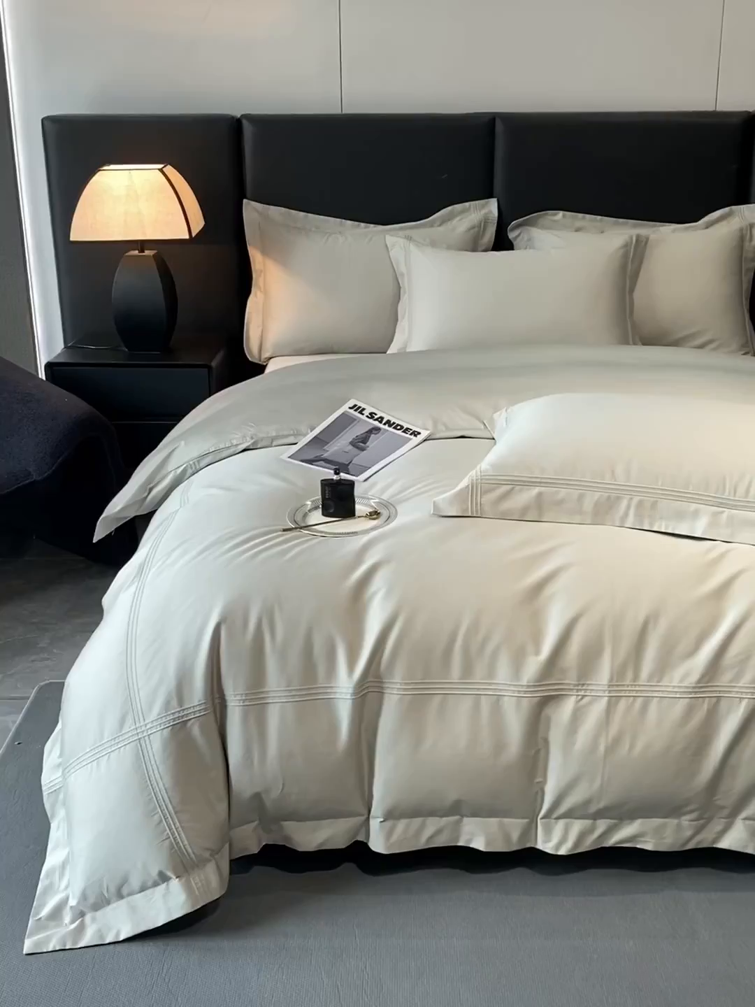 91家纺网 家纺一手货源 找家纺 水云缦 2026新款全棉埋绳款四件套系列-保罗款 天青色