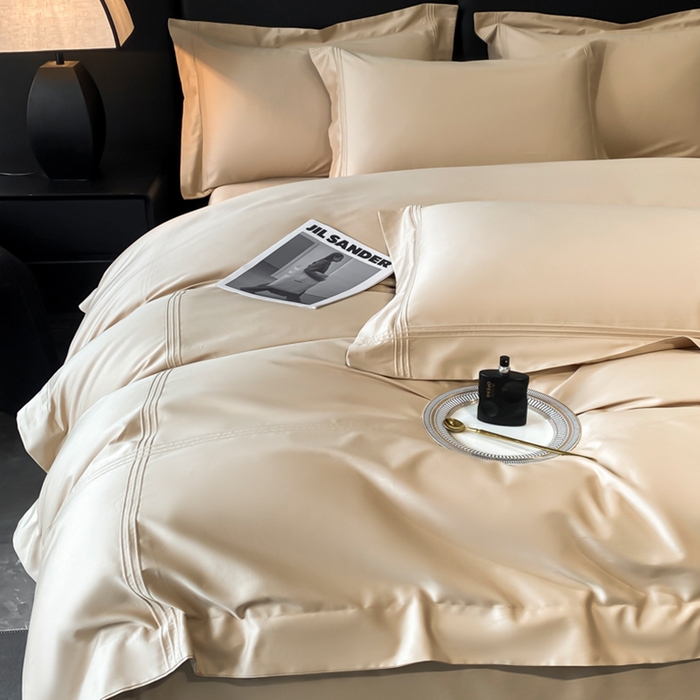 91家纺网 家纺一手货源 找家纺 水云缦 2026新款全棉埋绳款四件套系列-保罗款 香槟金