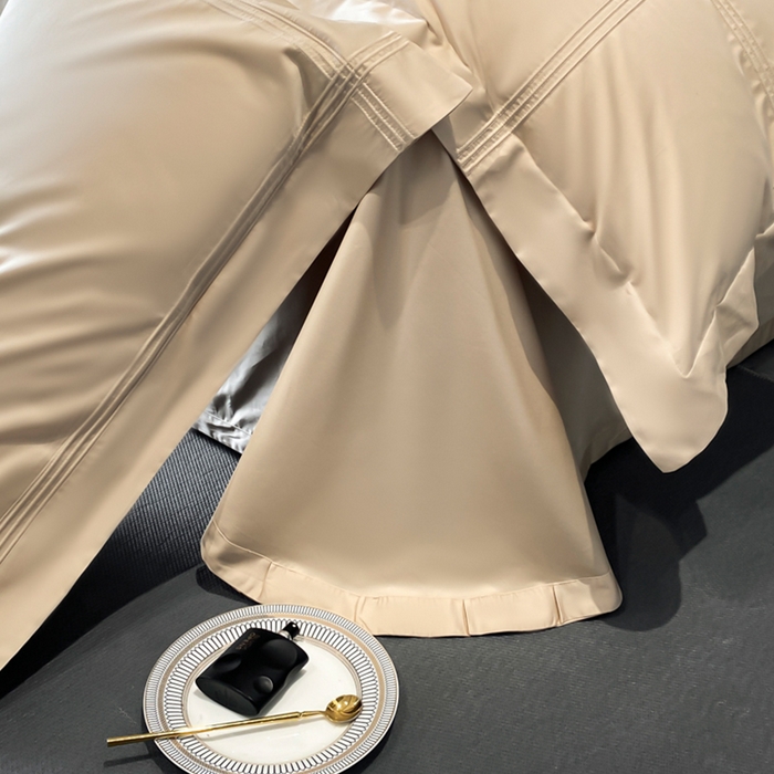 91家纺网 家纺一手货源 找家纺 水云缦 2026新款全棉埋绳款四件套系列-保罗款 香槟金