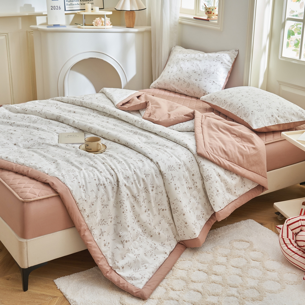 91家纺网 家纺一手货源 找家纺 吾秀家居 吾诺 2026新款 12868全棉印花棉花夏被四件套 全棉夏被四件套新疆棉花被 - 经典系列 田园花语