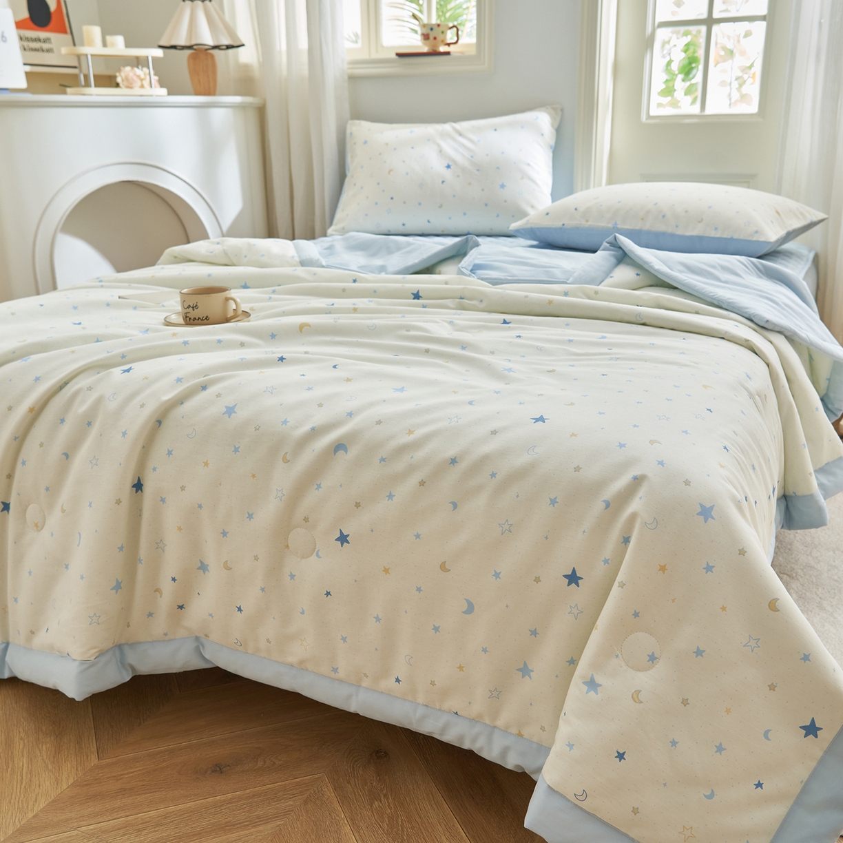 91家纺网 家纺一手货源 找家纺 吾秀家居 吾诺 2026新款 12868全棉印花棉花夏被四件套 全棉夏被四件套新疆棉花被 - 经典系列 星月传奇