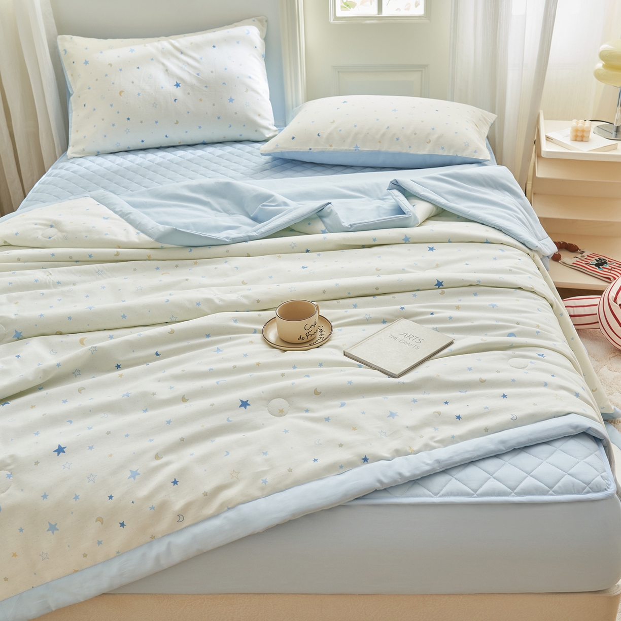 91家纺网 家纺一手货源 找家纺 吾秀家居 吾诺 2026新款 12868全棉印花棉花夏被四件套 全棉夏被四件套新疆棉花被 - 经典系列 星月传奇