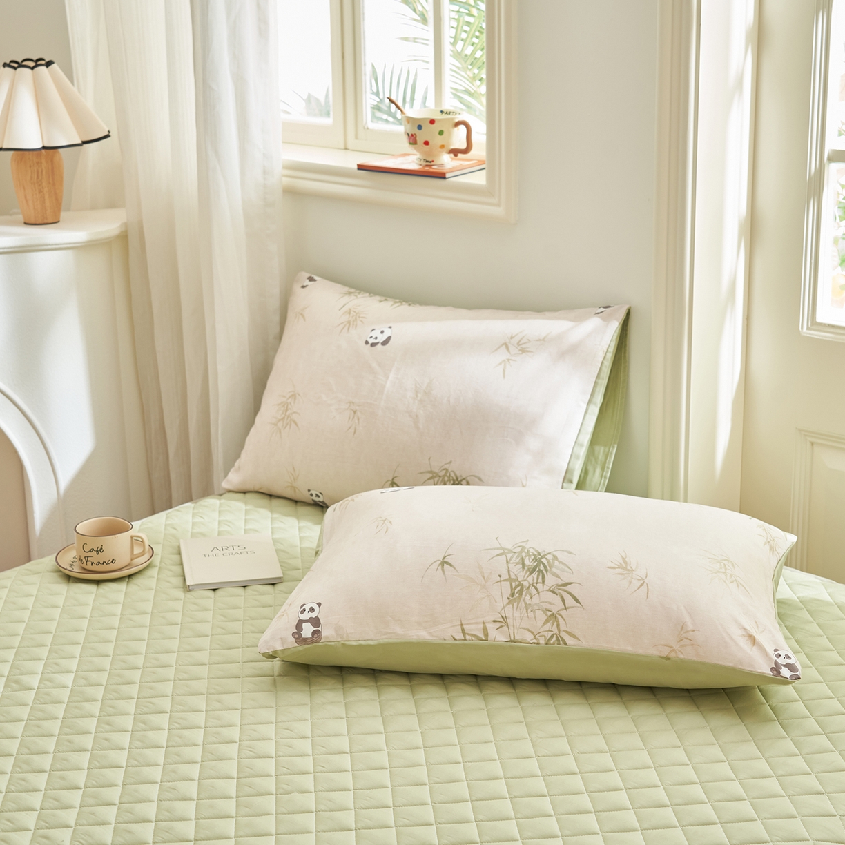 91家纺网 家纺一手货源 找家纺 吾秀家居 吾诺 2026新款 12868全棉印花棉花夏被四件套 全棉夏被四件套新疆棉花被 - 经典系列 熊猫仔仔