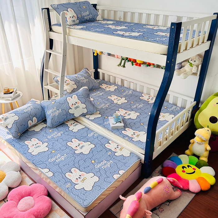 91家纺网 家纺一手货源 找家纺 小虾米 2026新款凉感丝乳胶凉席上下床床笠 幸运兔